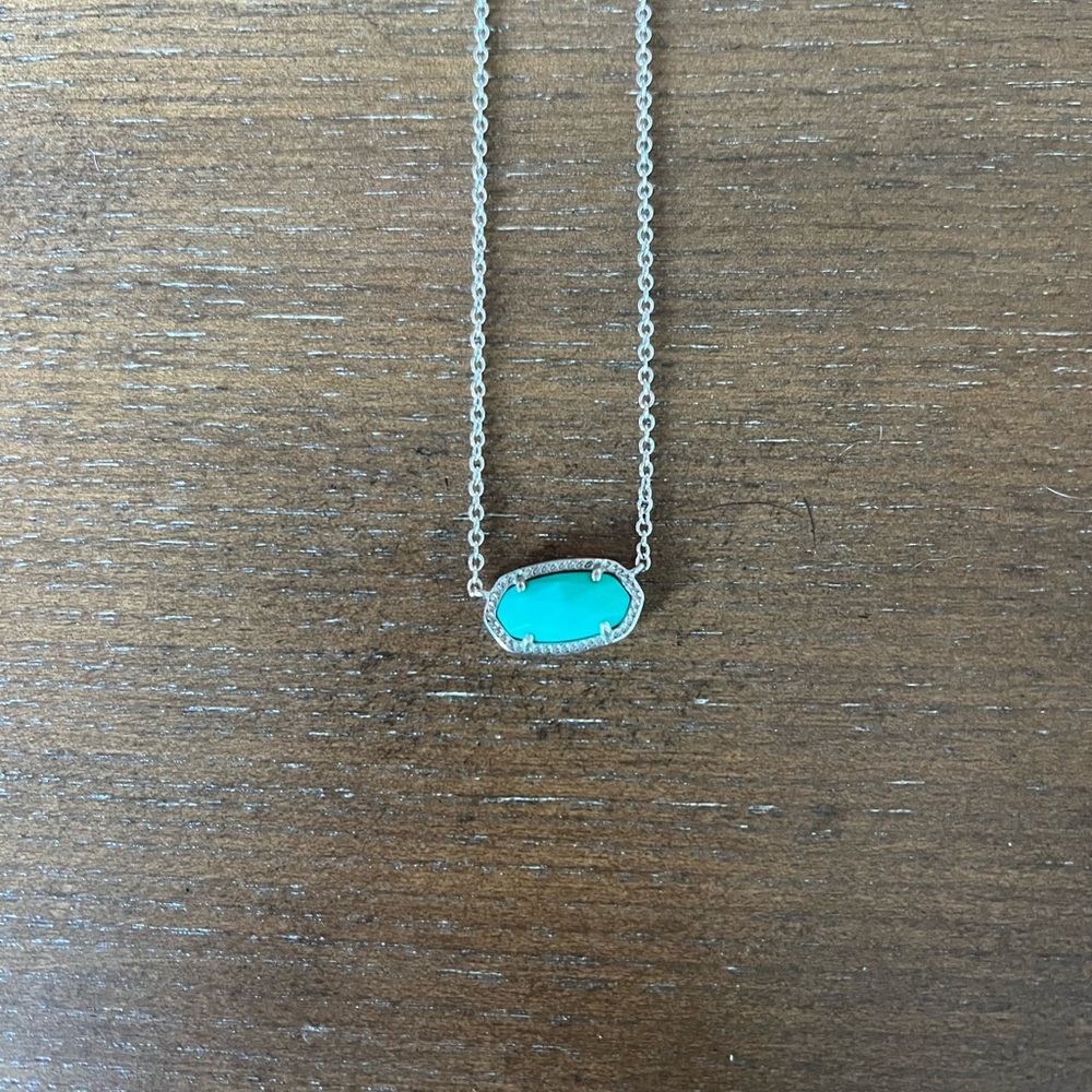 Kendra Scott Elisa Silver Necklace with Turquoise Pendant
